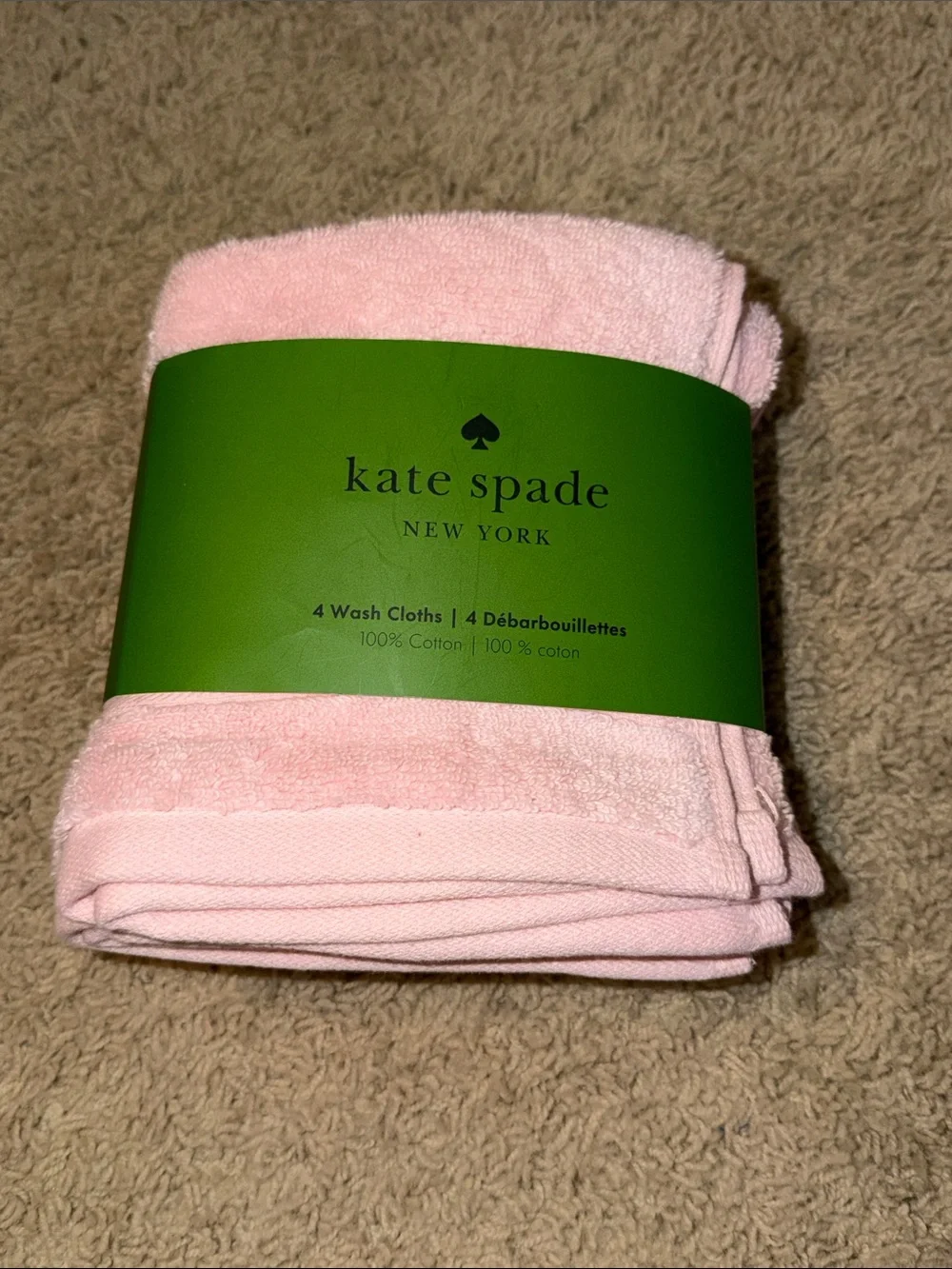 kate spade Pink Cotton Wash Cloths - Set of 4